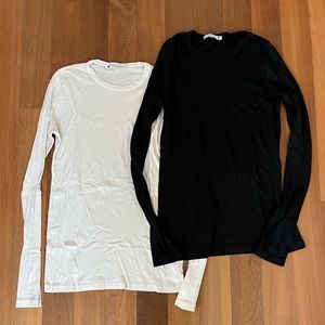 Michael Stars white and black long sleeves